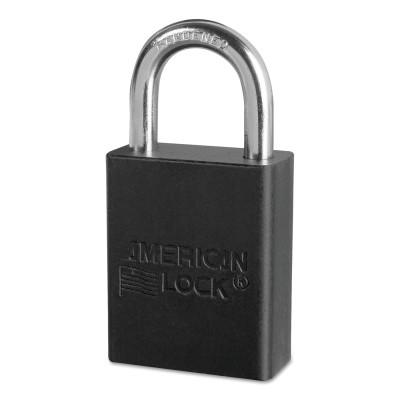 American LockÂ® Solid Aluminum Padlocks, 1/4 in Diam., 1 in L X 3/4 in W, Black, A1105BLK
