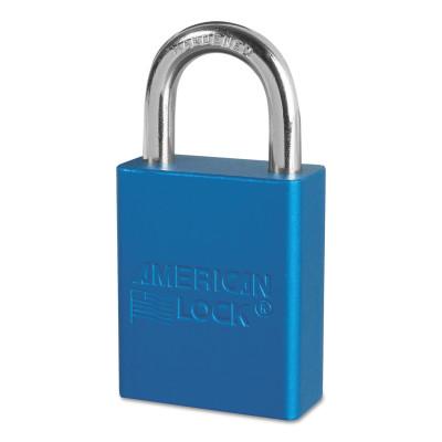 American LockÂ® Solid Aluminum Padlocks, 1/4 in Diam., 1 in L X 3/4 in W, Blue, A1105BLU