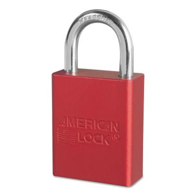 American LockÂ® Solid Aluminum Padlocks, 1/4 in Diam., 1 in L X 3/4 in W, Red, A1105RED