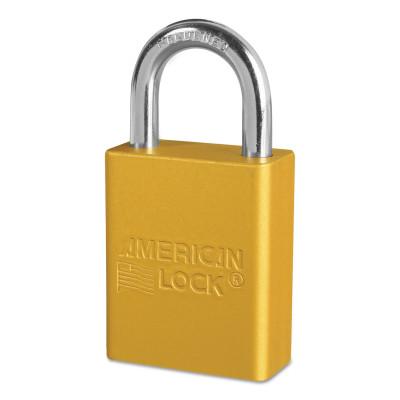 American LockÂ® Solid Aluminum Padlock, 1/4 in Diameter, 1 in L x 3/4 in W, Yellow, A1105YLW
