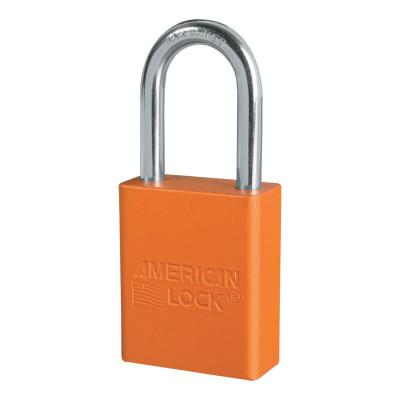 Master LockÂ® Solid Aluminum Padlock, 1/4 in Diameter, 1-1/2 in L  x  3/4 in W, Orange, A1106ORJ