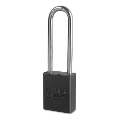 American LockÂ® Solid Aluminum Padlocks, 1/4 in Diam., 3 in L X 3/4 in W, Black, A1107BLK