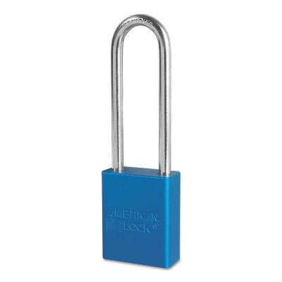 American LockÂ® Solid Aluminum Padlocks, 1/4 in Diam., 3 in L X 3/4 in W, Blue, A1107BLU