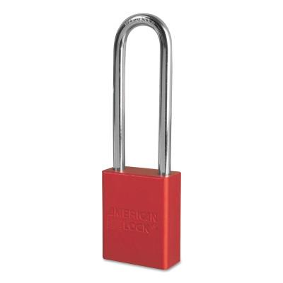 American LockÂ® Solid Aluminum Padlocks, 1/4 in Diam., 3 in L X 3/4 in W, Red, A1107RED