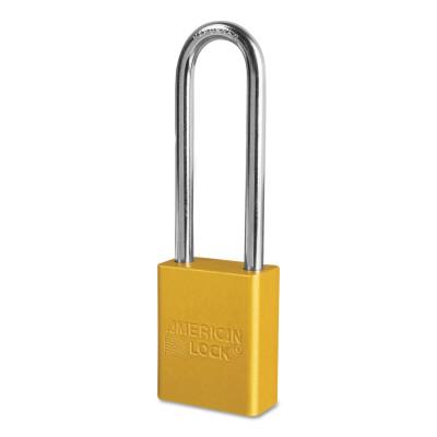 American LockÂ® Solid Aluminum Padlocks, 1/4 in Diam., 3 in L X 3/4 in W, Yellow, A1107YLW
