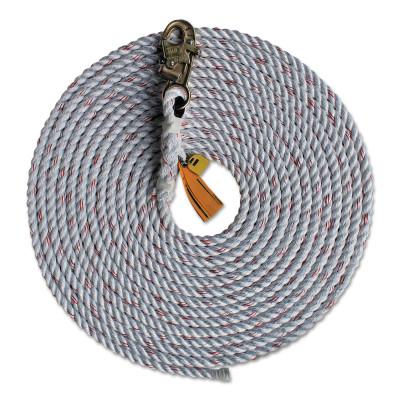 3M™ Rope Lifelines with Snap Hooks, 30 ft, Self-Locking Snap Hook, 310 lb, 1202754
