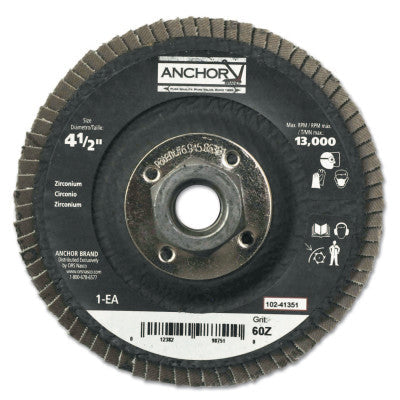 ORS Nasco Abrasive Flap Discs, 4 1/2 in, 60 Grit, 7/8 in Arbor, 12,000 rpm, Flat, 40374