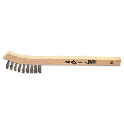 ORS Nasco Inspection Brushes, 2 x 9 Rows, Stainless Steel, 8 3/4 in L, Bent Wood Handle, BW-195C