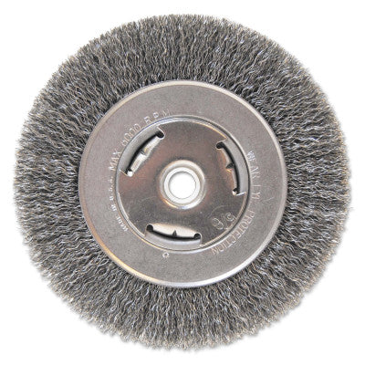ORS Nasco Light Duty Crimped Wheel Brushes, 6 D x 7/8 W, 0.014 Carbon Steel, 5/8 in - 1/2 in, BW-610