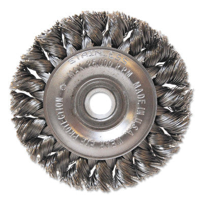 ORS Nasco Aggressive Cleaning Knot Wheel Brush, 3 in D x 3/8 in W, 0.014 in Carbon Steel, 1/2 in, BW-720C