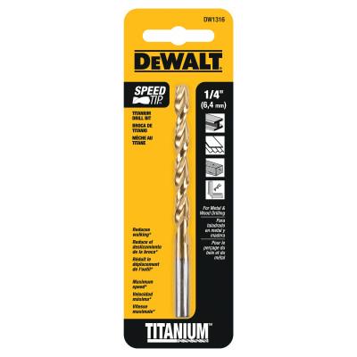 DeWalt® Titanium Split Point Drill Bits, 1/4 in, DW1316