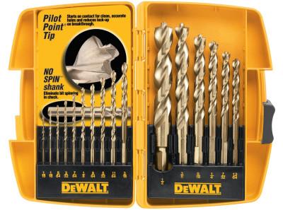 DeWalt® Gold Ferrous Oxide Drill Bit Set, 1/16 in to 1/2 in Cut diam, 16-Piece, DW1956