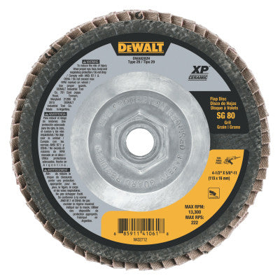 DeWalt® XP™ Ceramic Flap Discs, Type 27 , 4 1/2 in, 40 Grit, 5/8 in  - 11 Arbor, DWA8280HRT