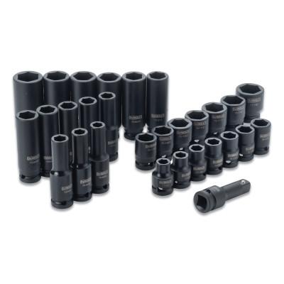 DeWalt® 30 Piece Combination Impact Socket Set, 1/2 in Dr, Metric, Black Oxide, DWMT19249