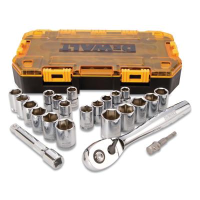 DeWalt® 23 Piece Combination Socket Set, 1/2 in Dr, 6 Point, SAE/Metric, Stackable Case, DWMT73813