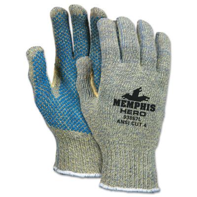 MCR Safety Hero Gloves, Small, Salt-and-Pepper/Blue, 93867S