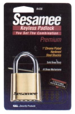 CCLâ„¢ Sesamee  Keyless Padlocks, 5/16 in Diam., 1 in L X 1 in W, Brass, Corbin, K436