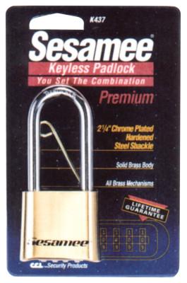 CCLâ„¢ Sesamee  Keyless Padlocks, 5/16 in Diam., 2 1/4 in L X 1 in W, Brass, Corbin, K437