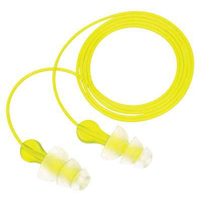 3Mâ„¢ Tri-Flangeâ„¢ Earplugs, Elastomeric Polymer, Clear, Corded, P3000