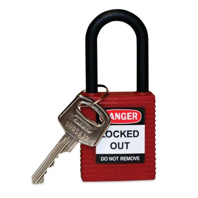 BradyÂ® NYLON LOCK, 1.5" KD RED,NYLON SHACKLE, 123324