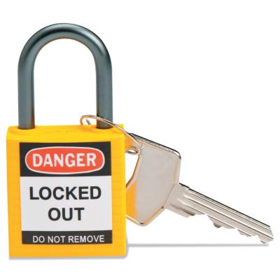 BradyÂ® Compact Safety Locks,  1 1/5 in W x 5/8 L in x 1 2/5 H, Yellow, 143158