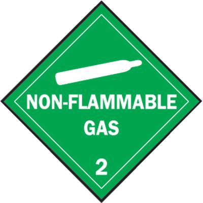 Brady Vehicle Placards, Non-Flammable Gas, Green Background/White Text, 63407