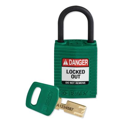 BradyÂ® SafeKey Compact Nylon Lockout Padlocks, CPT-GRN-25PL-KD
