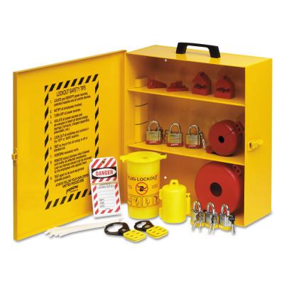 Brady® Industrial Strength Lockout Stations, 1.5 in Dia Shackle, 14w x 6d x 16h, Yellow, LC251M