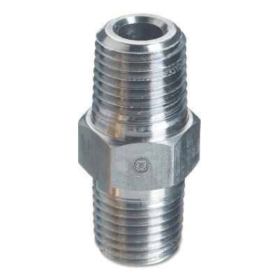 Western Enterprises Pipe Thread Hex Nipples, 6000 PSIG, Stainless Steel, 1/4 in NPT Male, B-4SS