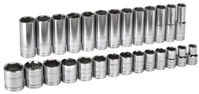 Apex Tool Group 27 Piece Surface Drive Socket Sets, 1/2 in, 6 Point, 80729
