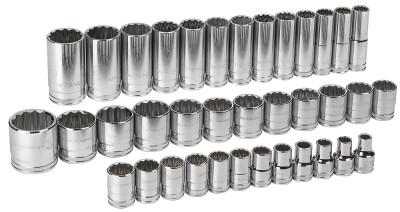 Apex Tool Group 37 Piece Surface Drive Socket Sets, 1/2 in, 12 Point, 80730