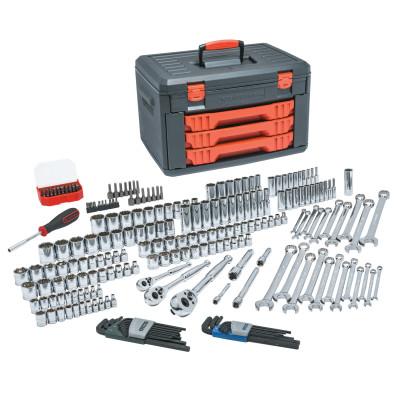 Apex Tool Group 219 Piece 1/4", 3/8", and 1/2" Drive Metric & SAE Socket & Rtcht Set, 6 & 12 Pnt, 80940