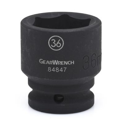 Apex Tool Group Surface Drive 6 Point Standard Impact Metric Sockets, 3/4 in Dr, 36 mm Opening, 84847