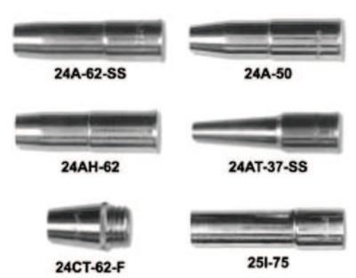 Esab Welding 25 Series Nozzles, Coarse Thread, 1/8 in. Tip Recess, 1/2 in, For No. 5 Gun, 1250-1410