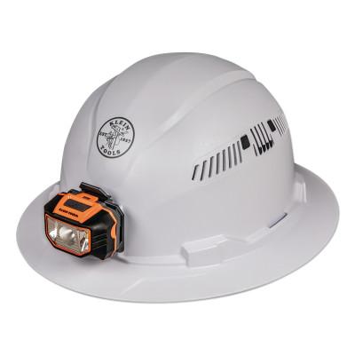 Klein Tools Hard Hat, Vented, Full Brim with Headlamp, 60407