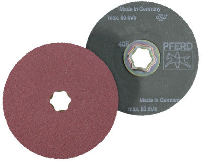 Pferd COMBICLICK Aluminum Oxide Fiber Discs, 5 in Dia., 80 Grit, 40103