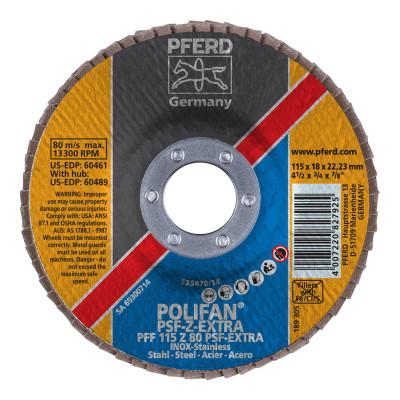 Pferd PSF-EXTRA Flap Discs, 4 1/2 in x 3/4 in, 80 Grit, 13300rpm, 60461