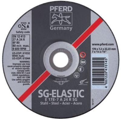 Pferd Depressed Center Grinding Wheel, 7 Dia, 1/4 Thick, 5/8 Arbor, 24 Grit, Grade N, 61306