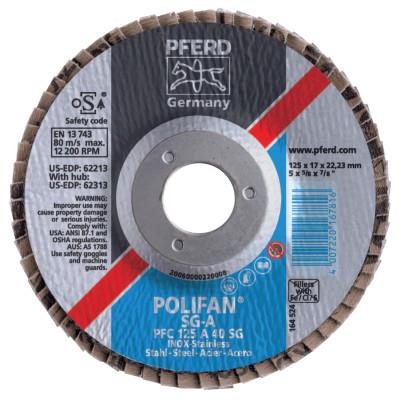 Pferd Type 29 POLIFAN SG Flap Discs, 4 1/2", 40 Grit, 7/8 Arbor, Aluminum Oxide A-Cool, 62231