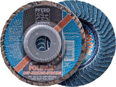 Pferd POLIFAN Flap Discs, 6 in, 60 Grit, 7/8 in Arbor, 10,200 rpm, Flat, 63052