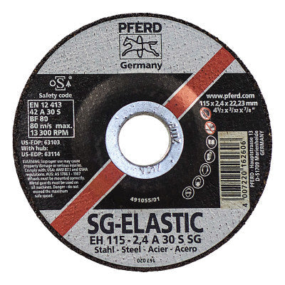 Pferd Type 27 Premium Performance SG Depressed Center Cut-Off Wheel, 4-1/2 in Diameter, 3/32 in Thick, 46 Grit, Alum Oxide, 63103