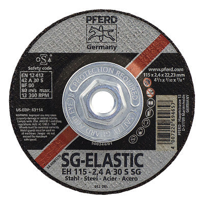 Pferd Type 27 Premium Performance SG Depressed Center Cut-Off Wheel, 4-1/2 in Diameter, 3/32 in Thick, 5/8 Arbor, 46 Grit, 63114