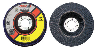 CGW Abrasives Flap Discs, Z-Stainless, Regular, 4 1/2", 80 Grit, 7/8 Arbor, 13,300 rpm, T27, 31015