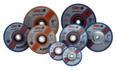 CGW Abrasives Depressed Center Wheel, 4 1/2 in Dia, 1/8 in Thick, 5/8 in Arbor, Pipeline, 35665