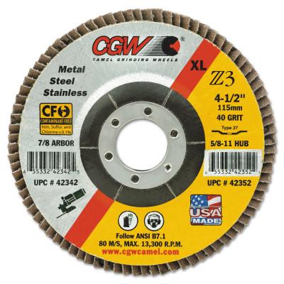 CGW Abrasives Prem Z3 Reg T29 Flap Disc, 6", 40 Grit, 5/8 Arbor, 10,200 rpm, 53032