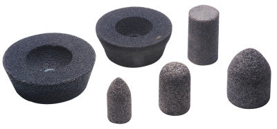 CGW Abrasives Resin Cones and Plugs, Type 18, 1 1/2 in Dia, 2 1/2 in Thick, 5/8 Arbor, 24 Grit, 49031