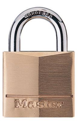 Master Lock No. 140 Solid Brass Padlocks, 1/4 in Diam., 7/8 in L X 13/16 in W, Brass, 140D