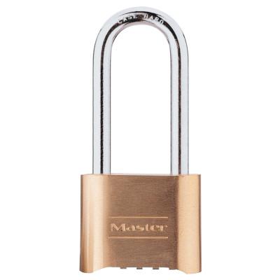 Master Lock No. 175 Combination Brass Padlocks, 5/16 in Diam., 2 1/4 in L X 1 in W, Brass, 175LH