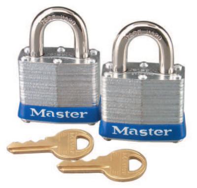 Master LockÂ® No. 3 2-Pack Laminated Steel Pin Tumbler Padlocks, 9/32" Dia., 3/4" L X 5/8" W, 3T
