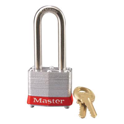 Master LockÂ® Steel Body Safety Padlocks, 9/32 in Diam., 2 in L X 5/8 in W, Red, 3LHRED